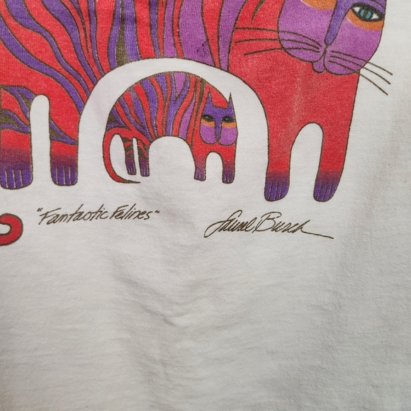 Laurel Burch Fantastic Felines Cats Shirt Vintage 1990s Long Tunic Oversized 90s - Picture 4 of 11